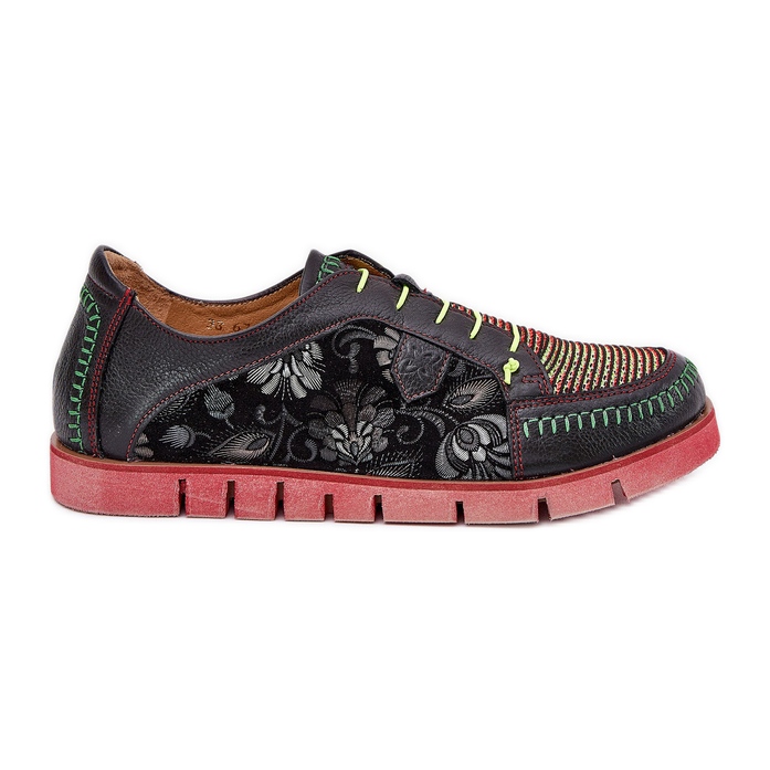 Sapatos de couro feminino Maciejka estampado 06784-20 preto