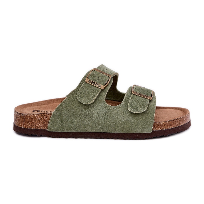 Big Star Camurça feminina chinelos com grande estrela rr274a393 grampos verdes