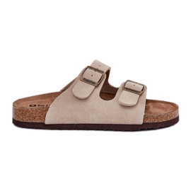 Big Star Camurça feminina chinelos com grande estrela rr274a391 fivelas bege Big Star Camurça feminina chinelos com grande estrela rr274a391 fivelas bege