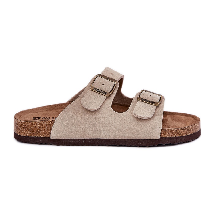 Big Star Camurça feminina chinelos com grande estrela rr274a391 fivelas bege