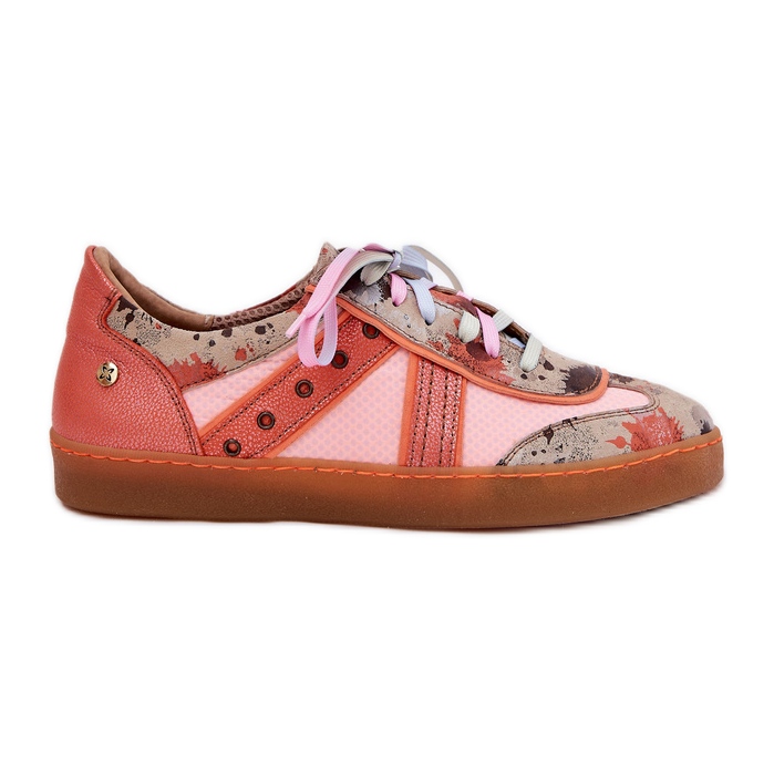 Tênis de couro feminino Maciejka 06840-18 laranja