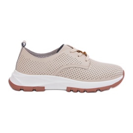 Sapatos de couro feminino com Artiker 54c1811 bege