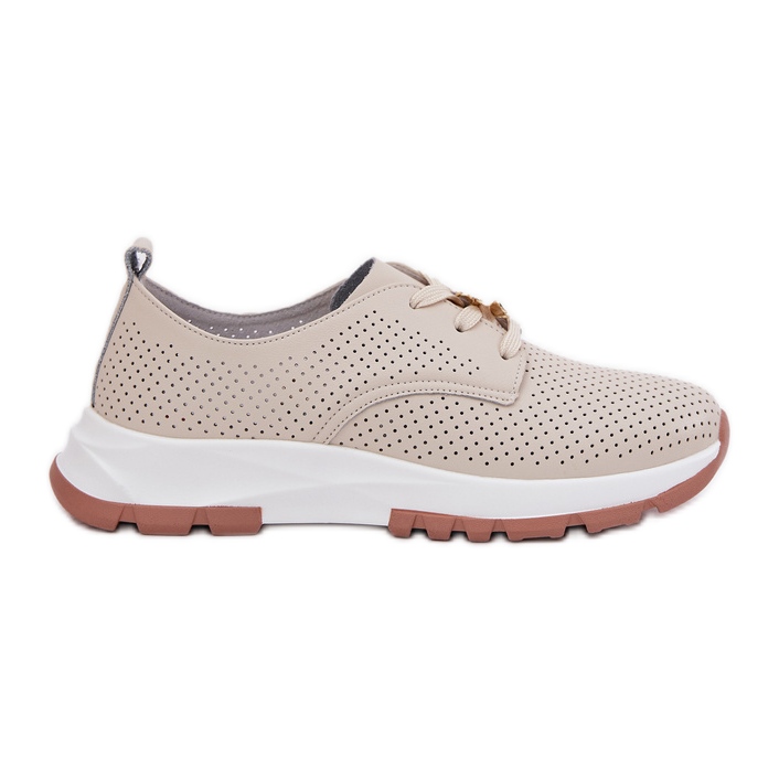 Sapatos de couro feminino com Artiker 54c1811 bege