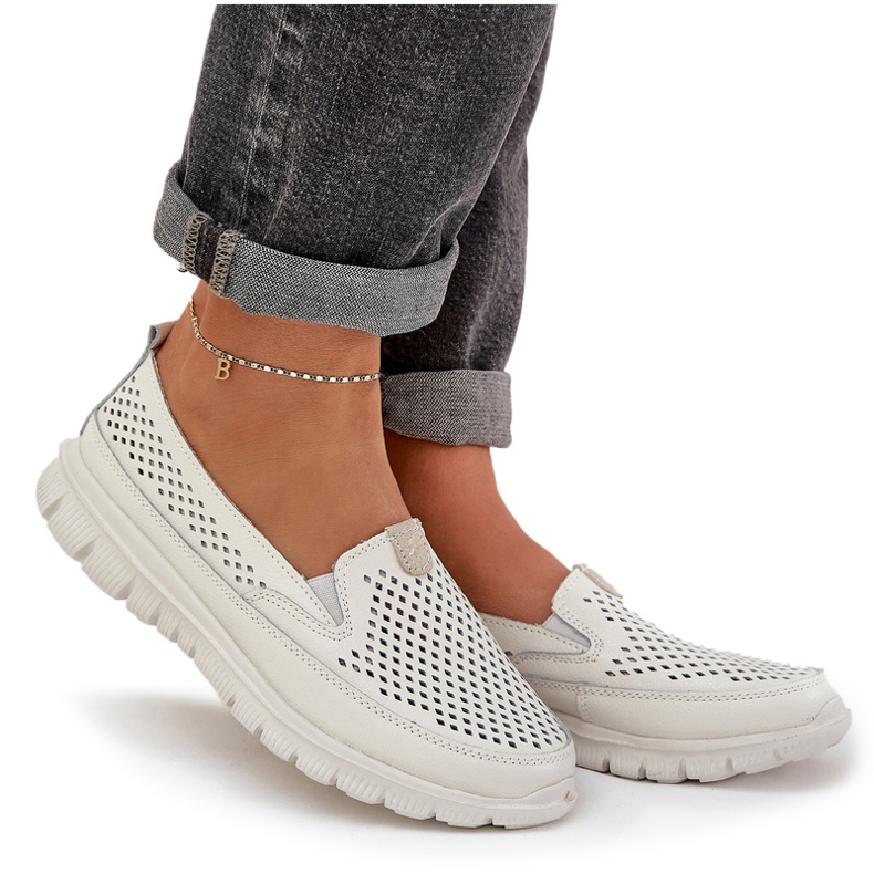 Evento São mocassins de couro claro 24pb18-6870 branco