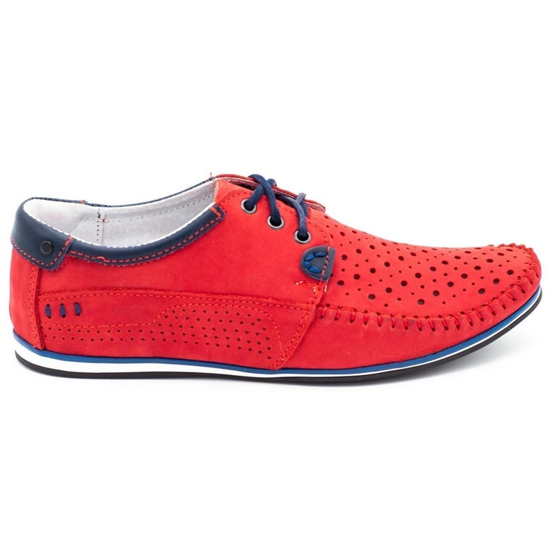 KOMODO Sapatos masculinos Mocas de couro 875 para o verão vermelho