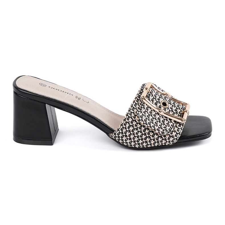 Goodin Tweed Black and White Slippers no post branco