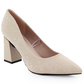 Bombas femininas com flores no Vinceza 62223 bege post