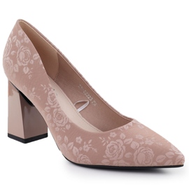 Bombas femininas com flores no pilar rosa Vinceza 62223
