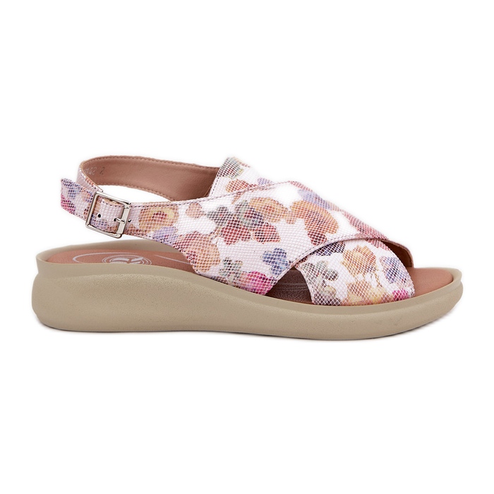 Jezzi Sandálias femininas com couro ecológico com flores multicolor multicolorido