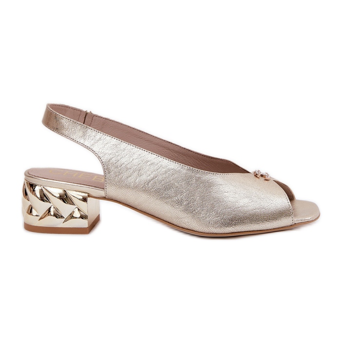 Sandálias femininas elegantes de couro Chebello 4724 Zlotys dourado