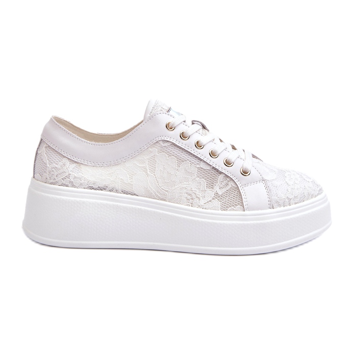 S.Barski Tênis de renda feminina tênis na plataforma S. Barski Hy51-059 White branco