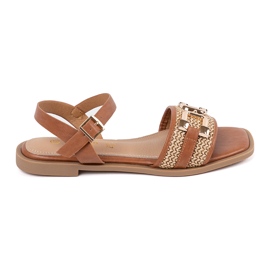 Goodin Sandálias marrons com uma inserção de couro marrom