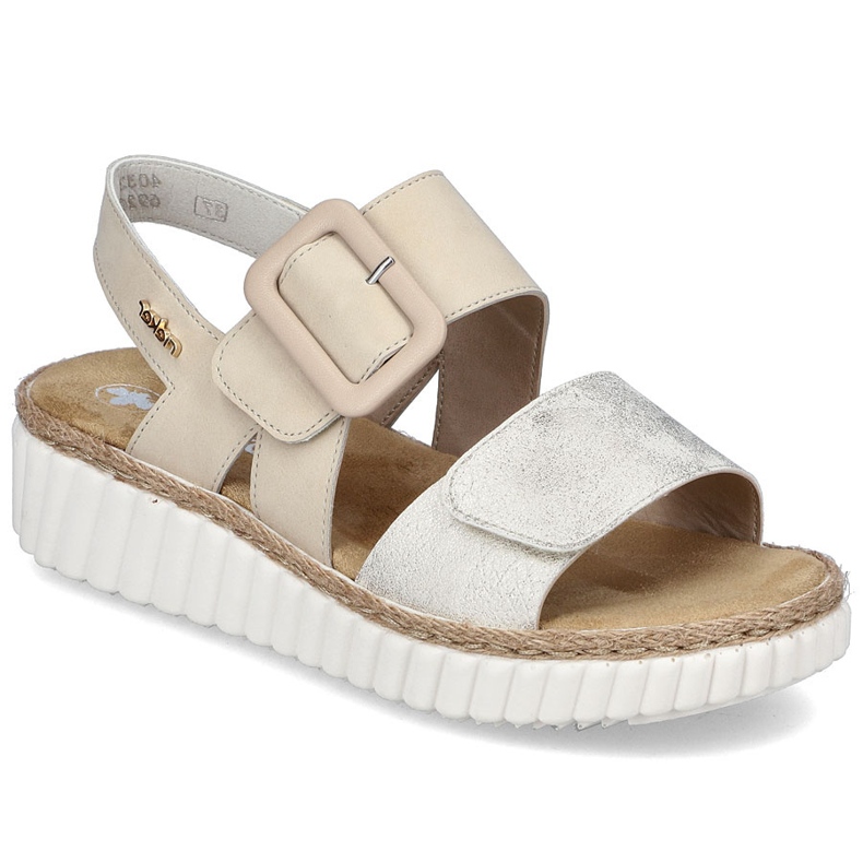 Sandálias femininas para bege rieker 69260-60