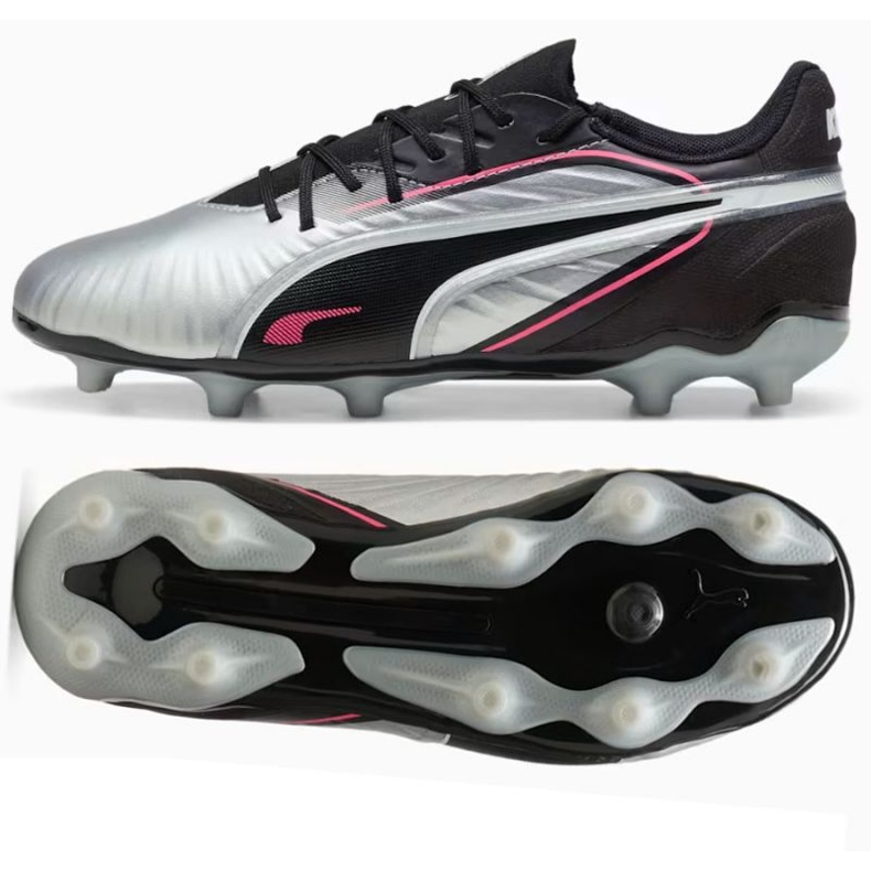 Puma King Match FG/AG 108320-02 Sapatos de futebol prata