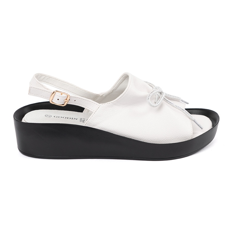 Goodin Sandálias brancas com uma inserção de couro branco