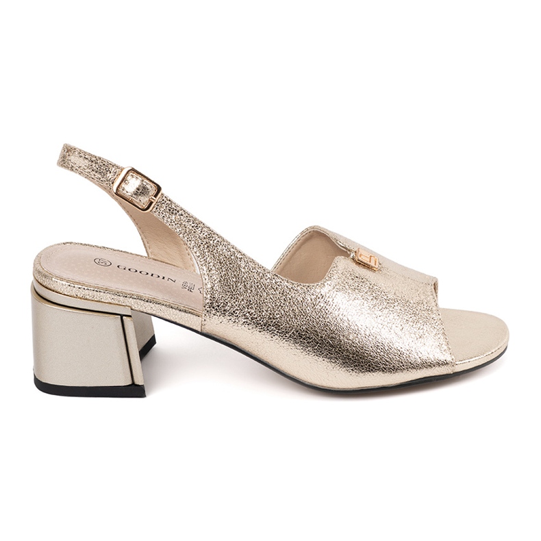 Goodin Camurça sandálias douradas saltos dourados