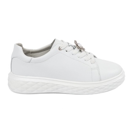 Tênis brancos com alfinetes de couro Sergio Leone