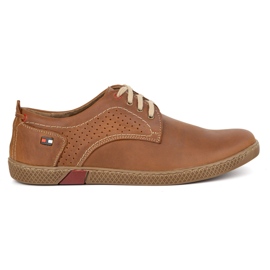 Olivier Sapatos de couro masculino Camelo de 302gt Casual marrom