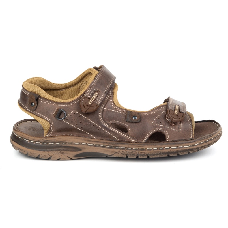 KOMODO Sandálias de couro de 552k masculinas com velcro - perfeito para o verão para homens ativos marrons castanho