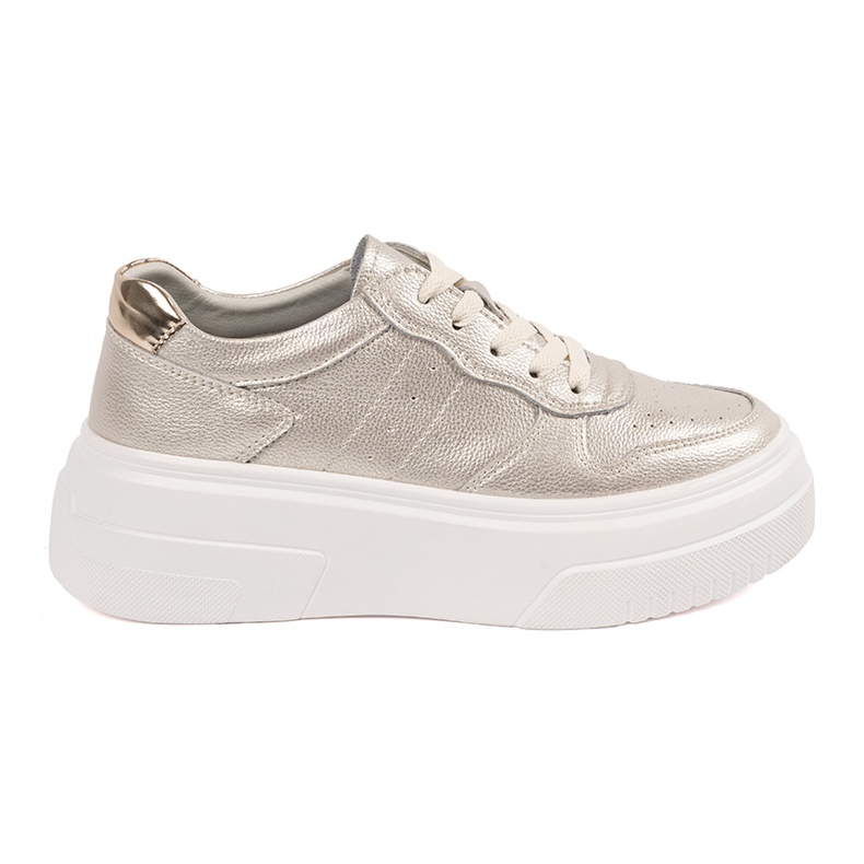 Tênis de ouro na plataforma de couro Sergio Leone dourado