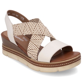 Sandálias de couro com elastics escorregadas em um bege remonte d2l54-60