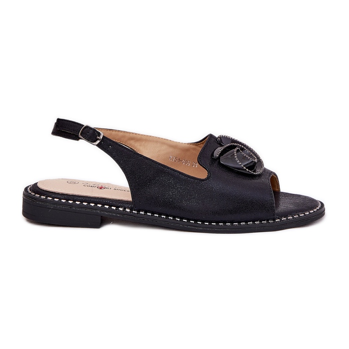 S.Barski Sandálias femininas brilhantes com um ornamento S. Barski Kv51-006 Black preto