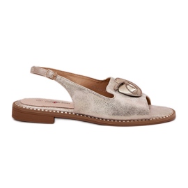 S.Barski Sandálias femininas brilhantes com um ornamento S. Barski KV51-006 Gold dourado