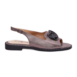 S.Barski Sandálias femininas brilhantes com um ornamento S. Barski Kv51-006 Gray cinza