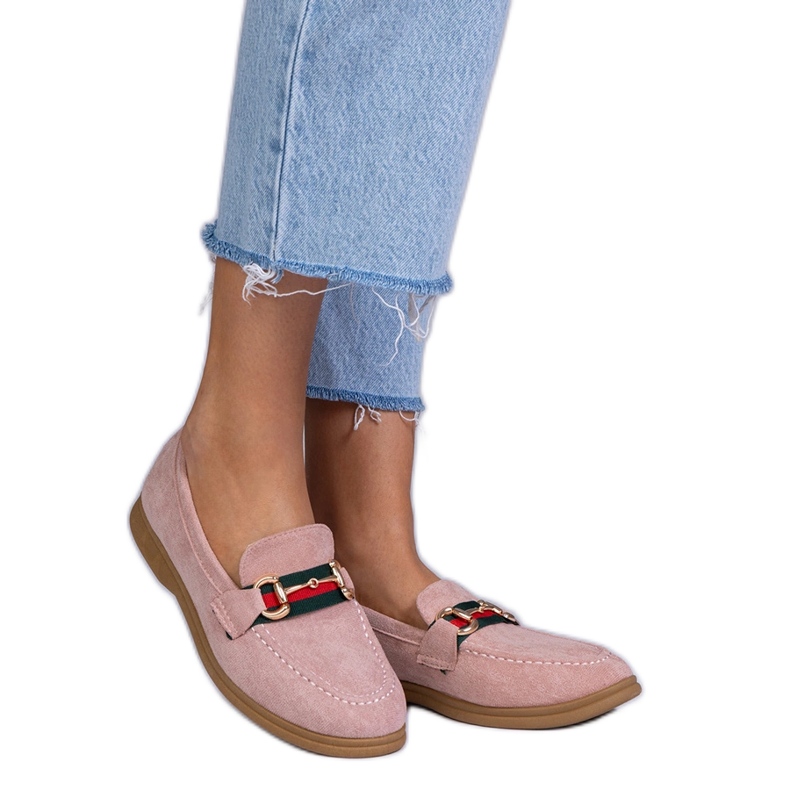 Mocas rosa de Ekozamsz com uma decoração de ouro