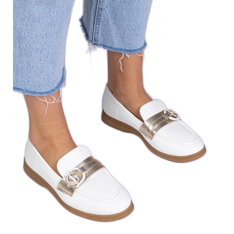Mocassins de ecossso branco com zircões