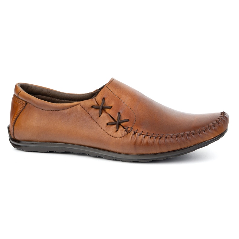 Olivier Sapatos masculinos Mocassins de couro inseridos 306kz Brown castanho
