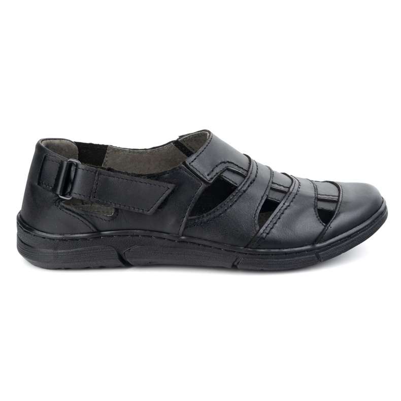 Olivier Sapatos de couro masculino 54kz Black Light Airy para o verão preto