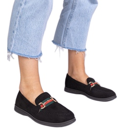 Mocas negros de Ekozamsz com uma decoração de ouro preto