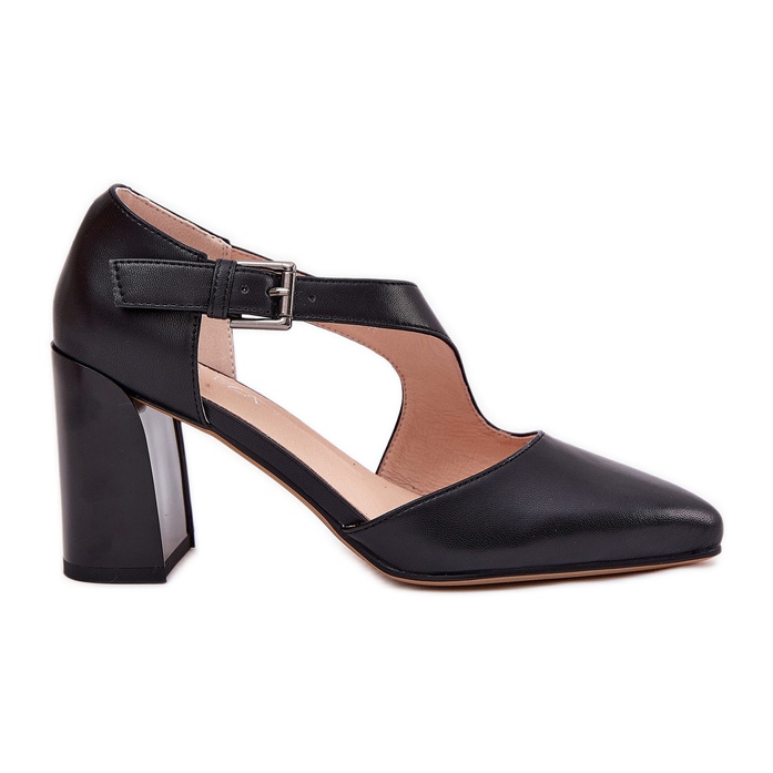 Bombas de couro no pilar com vinceza 91133 Black Clamp preto