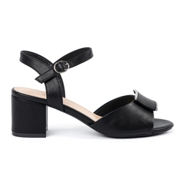 Sergio Leone Sandálias no pilar de mulheres com um calcanhar ao ar livre preto