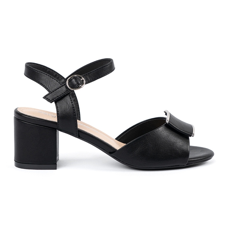 Sergio Leone Sandálias no pilar de mulheres com um calcanhar ao ar livre preto