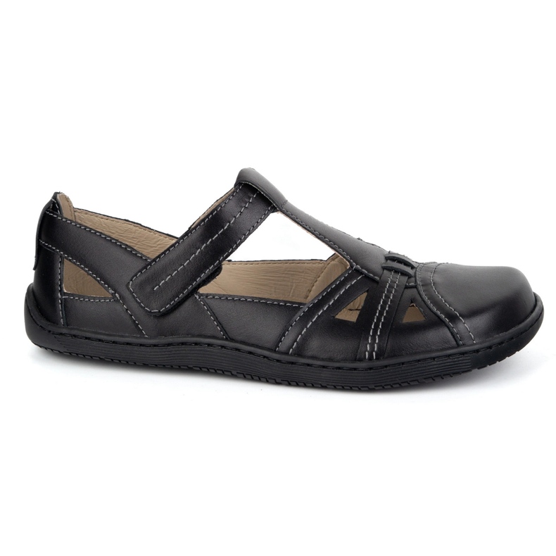 Sapatos descalços femininos Ultralekkie Olivier 1285 Velcro preto