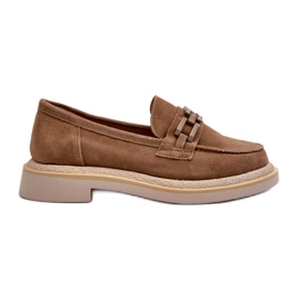 S.Barski Mocassins de camurça de salto plano com um bronze tw101 ou bege