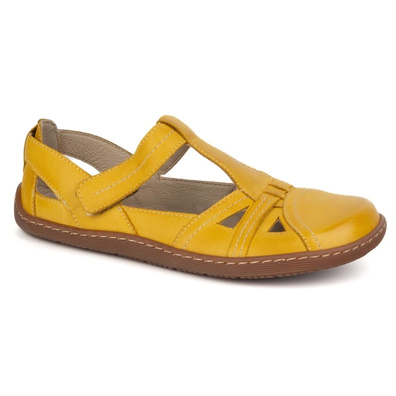 Sapatos descalços femininos Ultralekkie Olivier 1285 Velcro amarelo