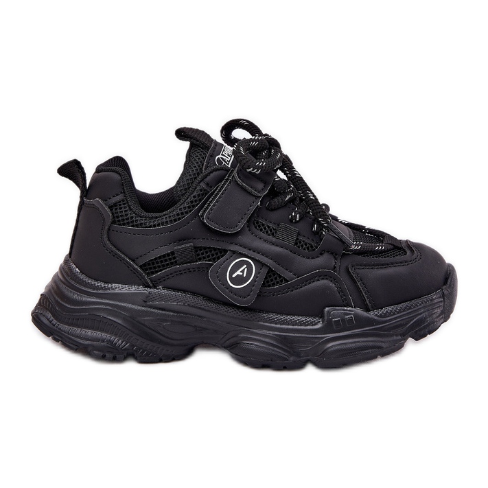 Tênis infantis na plataforma preta preto