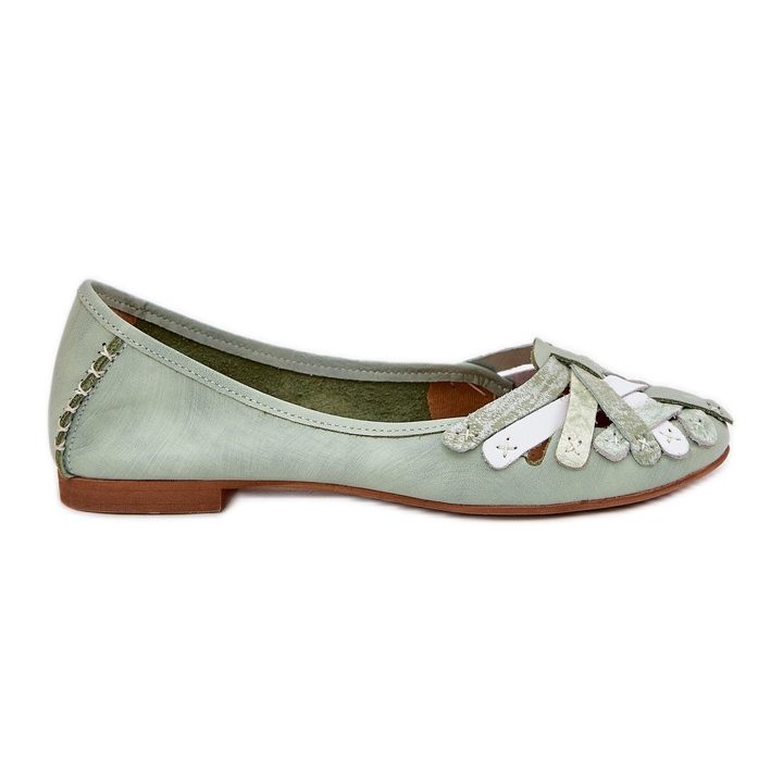 Ballerinas de couro feminino Maciejka 01358-50 Mint verde