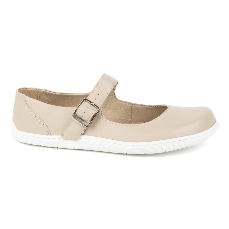 Barefoot Women's Ballerinas Olivier 1286 - Sapatos de couro com fivela para estilizações todos os dias e elegantes bege