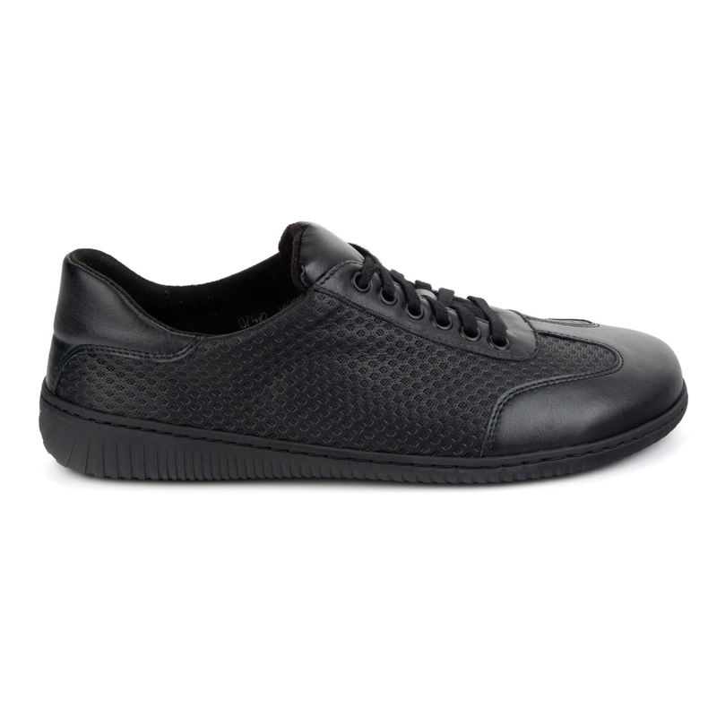 WASAK Sapatos de couro minimalista masculinos de pés descalços 0742wk preto pressionado no fundo preto