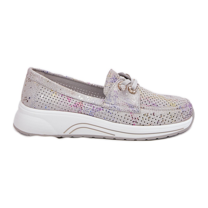 Sapatos de camurça feitos de couro natural no Artiker 56C2104 Grey Platform cinza