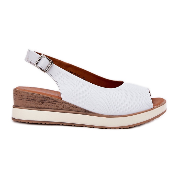Sandálias de couro no Artiker 56C2317 White Wedge branco