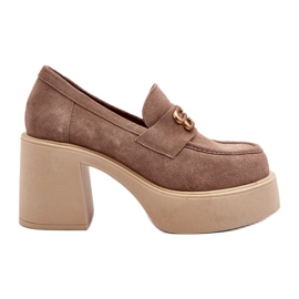 Zazoo 20170 Sapatos de camurça em um post grosso bege