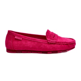 Mocassins femininos de camurça ecológica Big Star NN274934 sistema de espuma viscoelástica fúcsia rosa