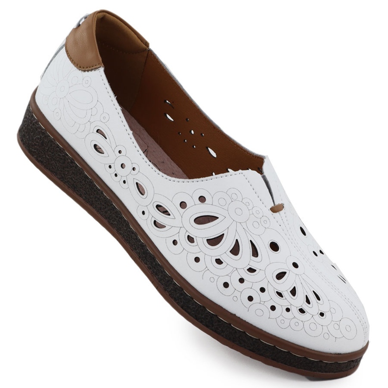 OpenWork Women's Leather Shoes na elevação do White Evento 7007 branco