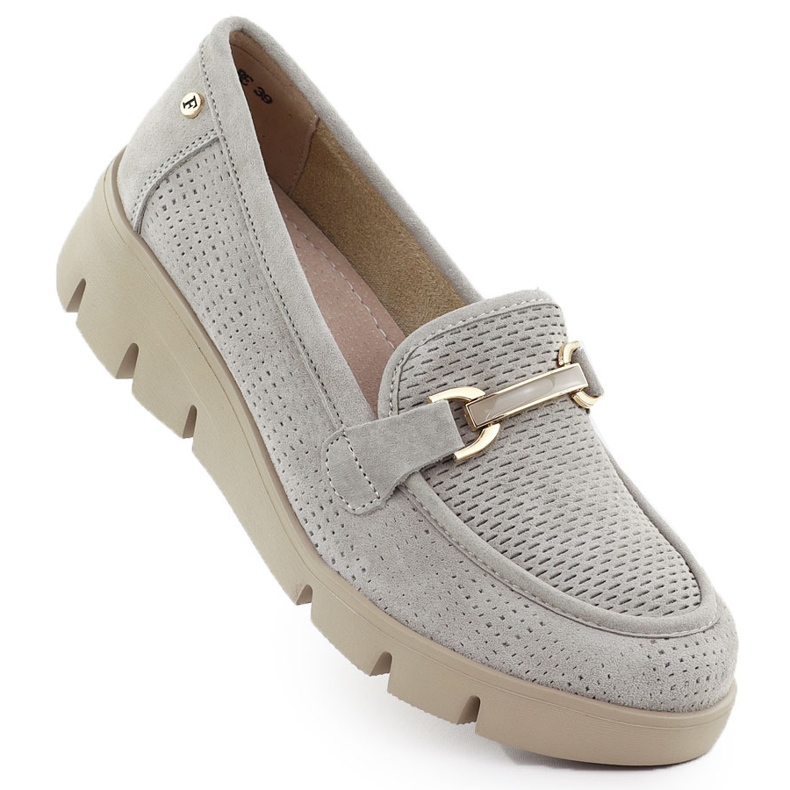 Sapatos de couro feminino para casamentos Filippo 7002 bege