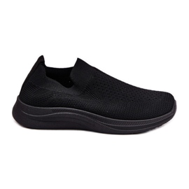 Calçados esportivos femininos de tecido preto slip-on